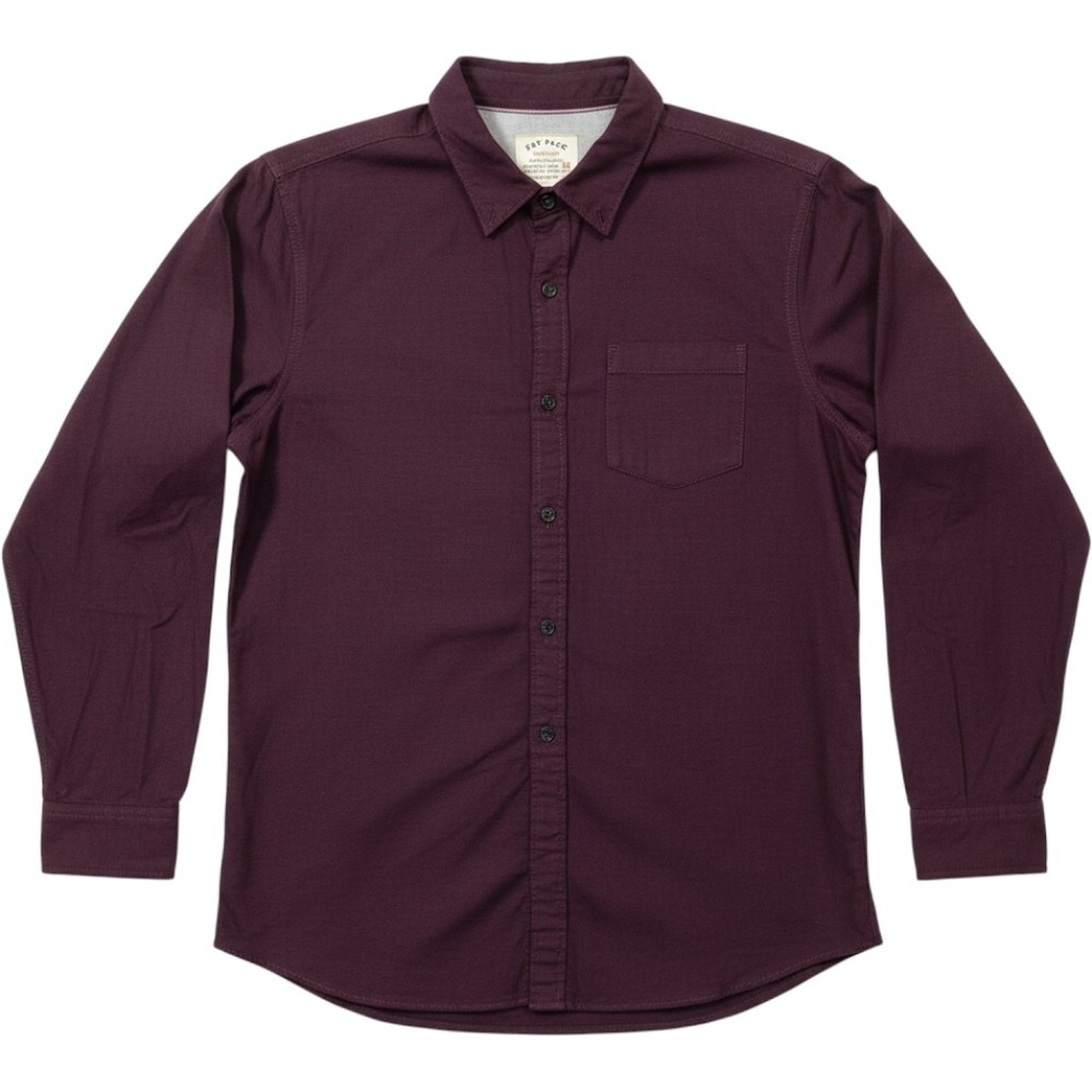 Fat Face Mens Large Burgundy Marl Cotton Button Down Long Sleeve Shirt 09847‎